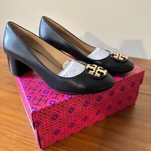 Tory Burch Black Leather Janey Block Heel Pumps Size US 7.5